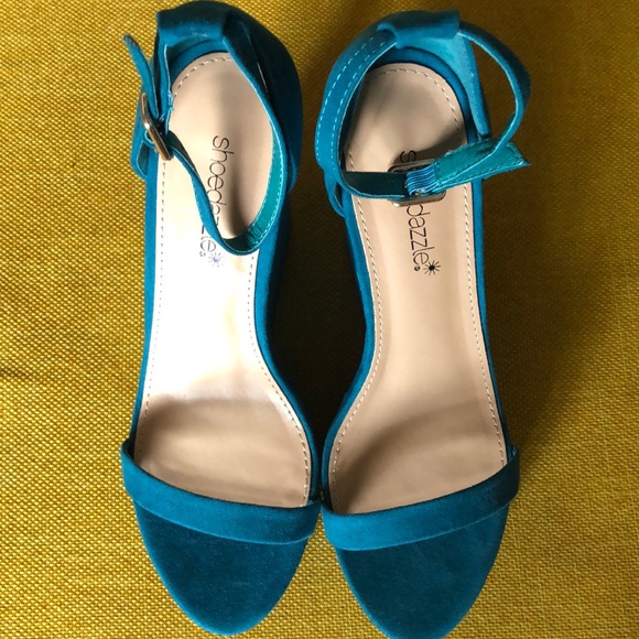 SHOEDAZZLE teal wedges - Picture 1 of 5